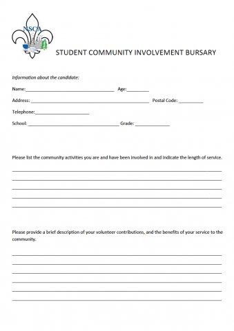 Student Community Involvement Bursary Application Form