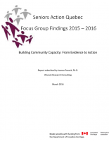 Seniors Action Quebec Focus Group Findings 2015 - 2016